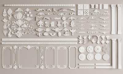 欧式古典石膏雕花3D模型下载